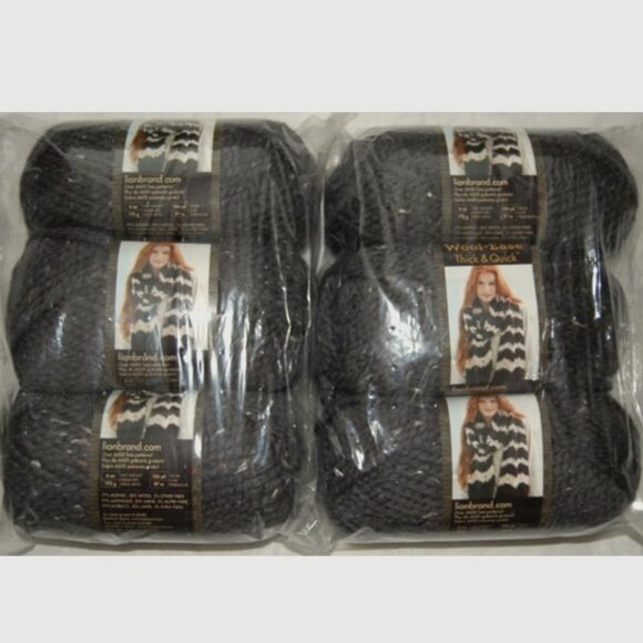 Lion Brand Other - Same Dye Lot of 6, LBY Wool-Ease Thick & Quick, Super Bulky #6, Graphite Gray